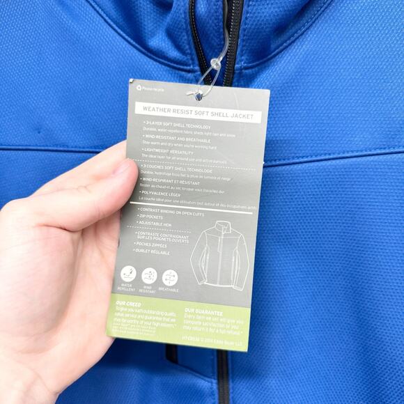 New Eddie Bauer Jacket Men Size Medium Weather Resist Soft Shell Full Zip Blue - Picture 3 of 8